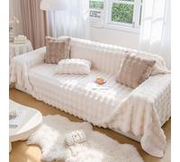 Soft Fluffy Throw for Sofa Large 1/2/3/4 Seater, Soft Rabbit Plush Sofa Versatile Throw Blanket for Chair Settees Couch Sofa Bed Living Room, Home Decorative (Pink,180x230cm) (Off-white,180x230cm)