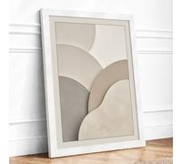 Soft Forms in Cream Minimalist Framed Wall Art Print A3 White