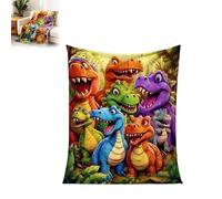 Soft Funny Throw Blanket 3D Dinosaur, Cute Smiling Dinosaurs Hd Digital Print Flannel, 50"X60" 3D Dinosaur Blanket, Contemporary Animal Theme All-Season (M)