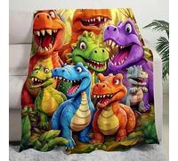 Soft Funny Throw Blanket Cute Smiling Dinosaurs HD Digital Print Flannel Blanket, Cute Dragon Warm Cozy Lightweight Blanket for Kids Home Bedroom & Couch Bed Decor (60x80in)