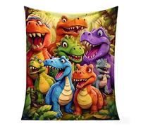 Soft Funny Throw Blanket Cute Smiling Dinosaurs HD Digital Print Flannel, Contemporary Animal Theme, Cute Dragon Cozy Lightweight Blanket, Warm Ultra-Soft Nap Throw for Home Travel (70x100cm)