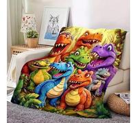 Soft Funny Throw Blanket Cute Smiling Dinosaurs HD Digital Print Flannel, Cute Funny Dragon Cozy Lightweight Blanket, Warm Soft Nap Throw for Kids Home Bedroom & Couch Bed Decor (150x130cm)
