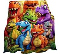 Soft Funny Throw Blanket Cute Smiling Dinosaurs HD Digital Print Flannel，Soft Flannel Blanket with Funny Smiling Dinosaurs,for Kids Home Bedroom & Couch Bed Decor (80 * 60in)