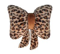 Soft Furry Bowknot Throw Pillow Plush Stuffed Bow Chair Back Cushion Lovely Leopard Floor Backrest Lumbar Support for Office Home Bed Couch Armchair Reading Gaming Watching TV
