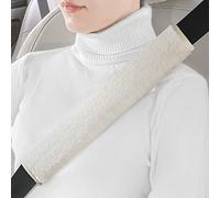 Soft Furry Seatbelt Covers for Adults Kids Women & Men, Winter Warm Thick Padded Car Seat Belt Cushion Pads, Universal Shoulder Pad Protector, Fluffy Auto Interior Accessories, Off White, 13in, 2pcs