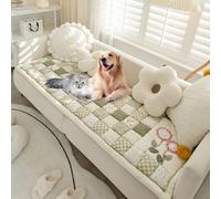 Soft Garden Chic Cotton Sofa Cover 1 2 3 Seater, Non-Slip Sofa Slipcovers For Universal Sofa, Funny Fuzzy Sofa Cover, Thick Floral Textured Sofa Cushion Covers F(Size:27.6"X59.1"/70X150cm,Color:Green)