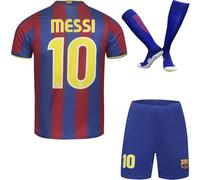 Soft Gardin Barcelona Kids Vintage 2009 Leo #10 Limited Edition Home Football Jersey Shorts Socks Gift Set Retro Youth Sizes (Blue/Red, 30)
