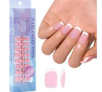 Soft Gels Nails Tips Colored Press On 300Pcs 3in 1 X Coat Pre-applied Tip Primer Base Coat 1 Step False Soft Gel Nail Square Almond