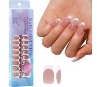 Soft Gels Nails Tips Colored Press On Nails 300Pcs 3in 1 X Coat Tips Pre-applied Tip Primer Base Coat 1 Step False Nails