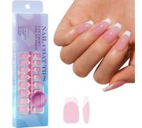 Soft Gels Nails Tips Colored Press On Nails 300Pcs 3in 1 X Coat Tips Pre-applied Tip Primer Base Coat 1 Step False Nails