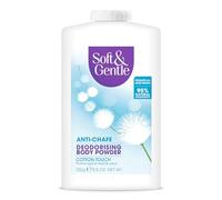 SOFT & GENTLE Fresh Cotton Talc Free Cotton Body Powder 250g, Deodorising Personal Hygiene Against Moisture, Friction and Odour, Prevent Smudging After Self-Tanning and Facial Makeup
