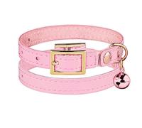 Soft Genuine Leather Cat Collar With Bells Kitty Collars Safety Elastic Band Pet Puppy Necklace Accessories Adjustable XS S,A,XS