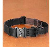 Soft Genuine Leather Dog Collar Durable Dog Collar With Harness Buckle Handle Dog Collar Medium And Large Dog German Shepherd Training Hunting Collar,Black,L