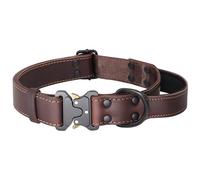 Soft Genuine Leather Dog Collar Durable Dog Collar With Harness Buckle Handle Dog Collar Medium And Large Dog German Shepherd Training Hunting Collar,Brown,L