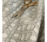 Soft Geometric Chevron Wool Textured Upholstery Fabric, Beige Grey Hexagon
