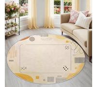 Soft Geometric Circle Square Round Rug, Multicoloured Washable Non-Shedding Modern Minimalist Abstract Area Rugs 160 cm for Kitchen, Non-Slip Bedside Rug Floor Mat for Bedroom