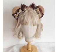 Soft Girl Cute Bear Ears Cosplay Costume Bowknot Headdress Headband (a)