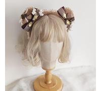 Soft Girl Cute Bear Ears Cosplay Costume Bowknot Headdress Headband (b)