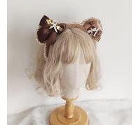 Soft Girl Cute Bear Ears Cosplay Costume Bowknot Headdress Headband (c)