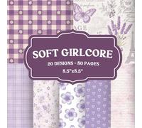 Soft Girlcore: Lavender Coquette Scrapbook Paper Pad 8.5x8.5 with Bows and Butterflies for Junk Journaling and Card Making: Lilac and Violet Tones - ... Sheets for Collage Decoupage Origami DIY