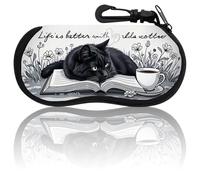 Soft Glasses Case, Cute Cat Sunglasses Protective Eyewear Pouch With Zipper, Portable 2D Flat Printing Super Light Storage Box For Women, Spectacle Case With Clip For Travel Car, Life Is Better