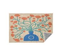 Soft Glowing Stars Blanket Geometric Vase Orange Beige Reversible Flannel Throw for Couch Bed and Home Decor