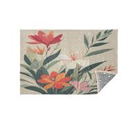 Soft Glowing Stars Blanket Modern Flower Bouquet Beige Reversible Flannel Throw for Couch Bed and Home Decor