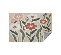 Soft Glowing Stars Blanket Retro Floral Design Beige Reversible Flannel Throw for Couch Bed and Home Decor