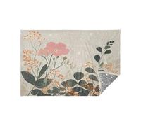 Soft Glowing Stars Blanket Soft Floral Accent Beige Reversible Flannel Throw for Couch Bed and Home Decor