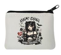 Soft Goth Aesthetic Hard Feelings Neoprene Coin Purse Pouch 10x11cm White