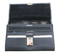 Soft Grain PU Lockable Family Travel Wallet Organiser - Black