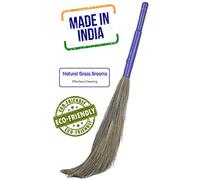 Soft Grass Broom Stick Plastic Handle for All Floor Cleaning | King Size | for Home | Eco-Friendly (Phool Jhadu, Mop) Set 1