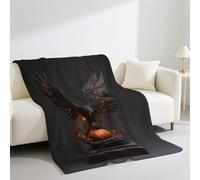 Soft Gray Fleece Blanket Bat Raccoon Halloween Lightweight For Adults Kids 52in × 59in (130cm × 150cm)