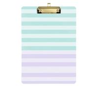 Soft Green Lilac Solid Color Stripe Skinny clipboard Hard Board for Personalized clipboards for Teachers Size 9 x 12 Gold