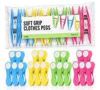 Soft Grip Clothes Pegs by Smith's® | 20 Pack | Easy Open | British Design | No Peg Marks | Strong Spring | Wide Jaw | UVA/UVB Resistant | Washing Line Pegs | Rust-Resistant Spring | 3-Year Guarantee