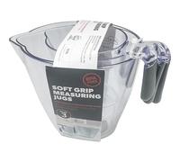 Soft Grip Measuring Jugs, BPA-Free, Set of 3, Clear with Grey Handles