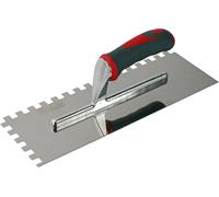 Soft-Grip Notched Floor/Wall Tile Trowel for Applying Adhesive, Stainless Steel
