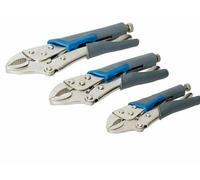Silverline Self Locking Soft Grip Pliers Set 3 Piece 675268 Nickel Plated Steel