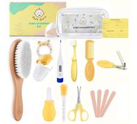 Soft Guru Baby Healthcare and Grooming Kit | Nursery Essentials for Newborns Gift Set | Includes Thermometer, Nail Clippers, Soft Brush & Baby Shower Basket Registry Items.