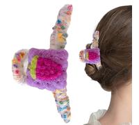 Soft Hair Claw | Creative Fuzzy Fruit Hair Claw - Strong Hold Large Barrettes, Reusable Hair Grip Clamp for Thick, Curly or Straight Hair
