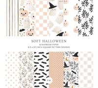 Soft Halloween Scrapbook Paper, 8.5 x 8.5 Inch Square Pattern Designs: Whimsical Sheets featuring Cute Ghosts, Pumpkins, Bats, Checkerboard, and Witch ... Junk Journals, Card Making & Paper Crafts