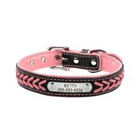Soft Hand-Woven Strap ID Tag Dog Collar Personalised PU Leather Collars For Pugs Chihuahuas Schnauzers Bulldogs,A,L