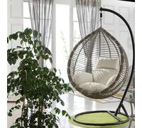Soft Hanging Egg Chair Cushion Removable & Washable Thickened for Outdoor Patio Garden Balcony - Compatible with Hanging Basket Chairs (White & Gray)