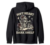 Soft Heart Dark Shelf Dark Romance Book Lover Skeleton Goth Zip Hoodie
