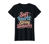Soft Hearts Strong Boundaries Emotion Strength - Value Graphic T-Shirt, Women, Black, M