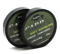 Soft Hook Link Carp Fishing Line Carp 8 Braid Line for Hair Rigs 20m Camo Green/Camo Brown 15lbs/25lbs/35lbs… (25lb/11.3kg, Camo Green)