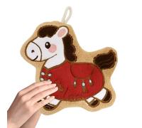 Soft Horse Towel, Hanging Dishcloth Cloth, 9.8x7.8 Inches Absorbent Coral Fleece with Loop Design, Kitchen Cleaning Cloth, Lunar New Year Towel with Festive Pattern, for Kids Bathroom Holiday