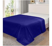 Soft Hotel Quality Bedding, Wrinkle Free Polycotton Flat Sheet Skin Friendly Bedsheet, Comfy Plain Dyed Bed Sheets, Royal Blue