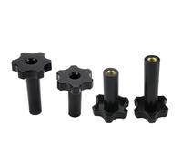 Soft Ice Cream Machines Screw Nuts, M10, 2pcs Short + 2pcs Long, Black, ABS Plastic Copper Screws, Tight Clamping Nuts, Ice Cream Maker Replacement Accessories, Flower Gear Shaped Knob