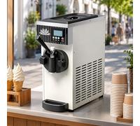 Soft Ice Cream Maker, Countertop Soft Serve Machine, Adjustable Hardness, Pre-Cooling, Auto Cleaning, LCD Display, 4-5L/H Output for Kitchen Parties and Dessert Shops